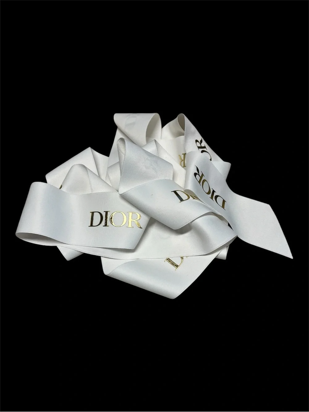 Dior White Ribbon with Gold Logo